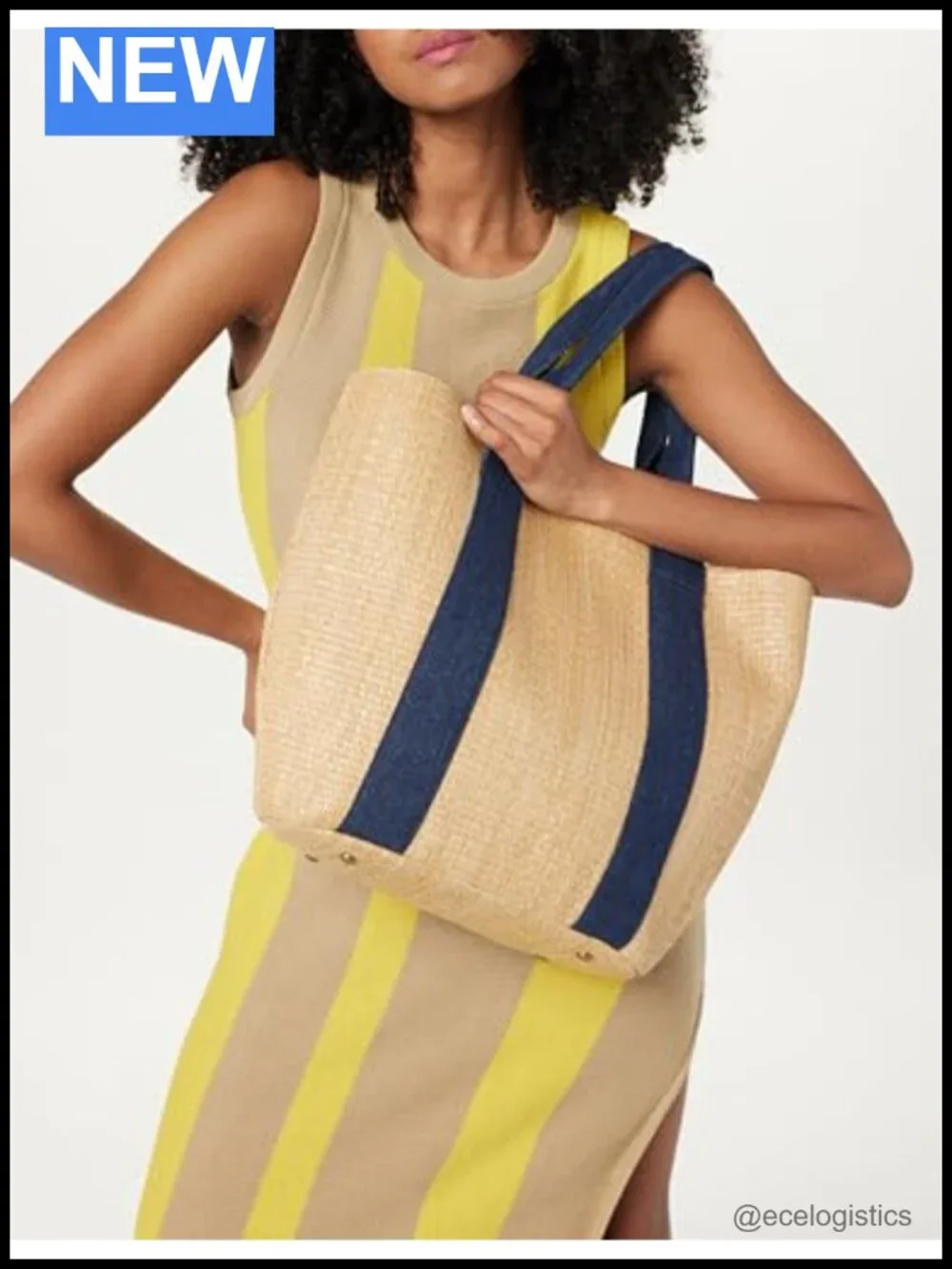 The Drop Tracy Synthetic Straw Canvas Tote Shoulder Bag